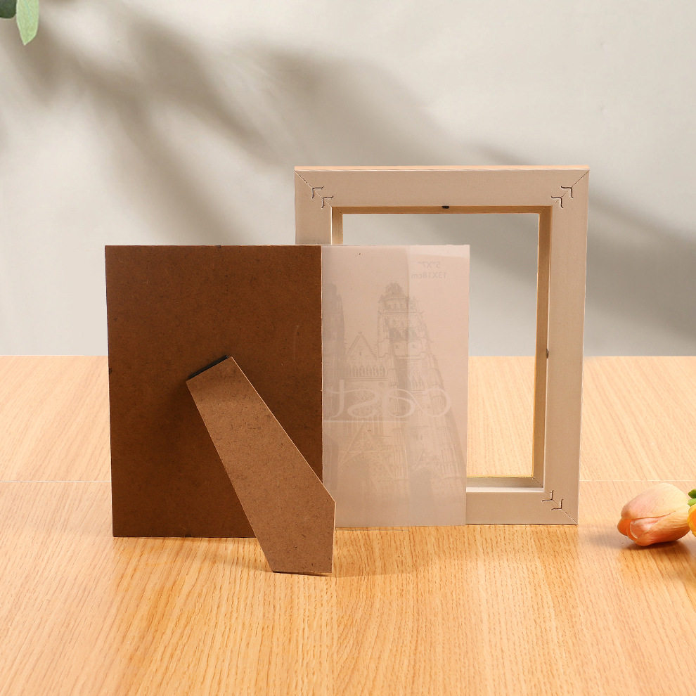 Photo Frame with a Light Luxury and High-End Feel, Chinese-Style Display Frame, 6-Inch, 7-Inch, 8inch 10inch A4, Rounded Corners, Plastic Empty Frame, Solid Wood