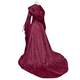 Cross-Border 2022 Simple Women's Cos Clothing Medieval Retro Style Wedding Dress 4-Color Hooded Waist Dress Cospla