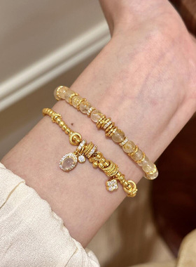 小红书爆款国风新中式腰缠万贯金发晶手串小众级感盘缠水晶手链