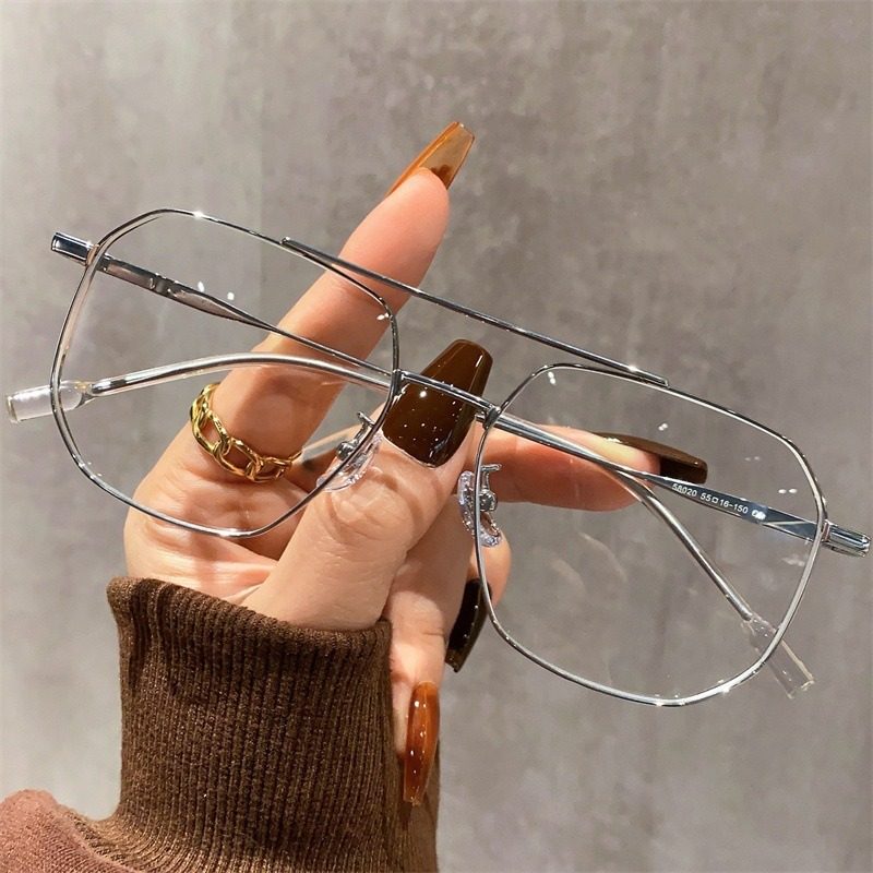New Double Beam Frame Glasses Women's Plain Face Small Fashion Glasses Frame Men's Sven Proximity Anti-blue Glasses