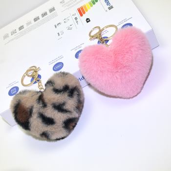 Cross-Border Plush Peach Heart Pendant, Love Keychain, Imitation Rex Rabbit Fur Accessories, Car Pendant, Bag, School Bag Accessories