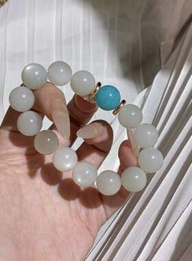 天然白月光石手链搭配老矿天河石圆珠小众优雅简约手饰送女友闺蜜
