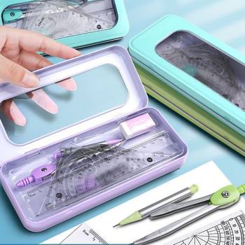 Triangle Ruler Student Compass Ruler Multi-Functional Ruler Primary School Student Set Drawing Triangle Ruler Stationery Ruler Protractor