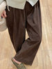 Corduroy Casual Pants for Pregnant Women in Spring and Autumn, Fleece-Lined Loose Plus-Size Slimming Maternity Straight-Leg Granny Pants for Autumn and Winter