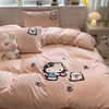 Cartoon Milk Velvet Four-Piece Winter Thickeneded Flannel Quilt Cover Bed Sheetss Student Dormitory Three-Piece Fleece-Lined Bedding Set