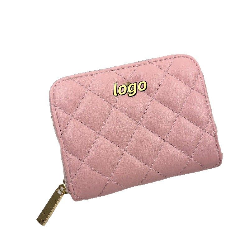 New 2025 Fashion Simple Quilted Small Chanel-Style Double C Solid Color Short Coin Purse Card Holder Personalized Luxury Brand Light Luxury C