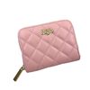 New 2025 Fashion Simple Quilted Small Chanel-Style Double C Solid Color Short Coin Purse Card Holder Personalized Luxury Brand Light Luxury C