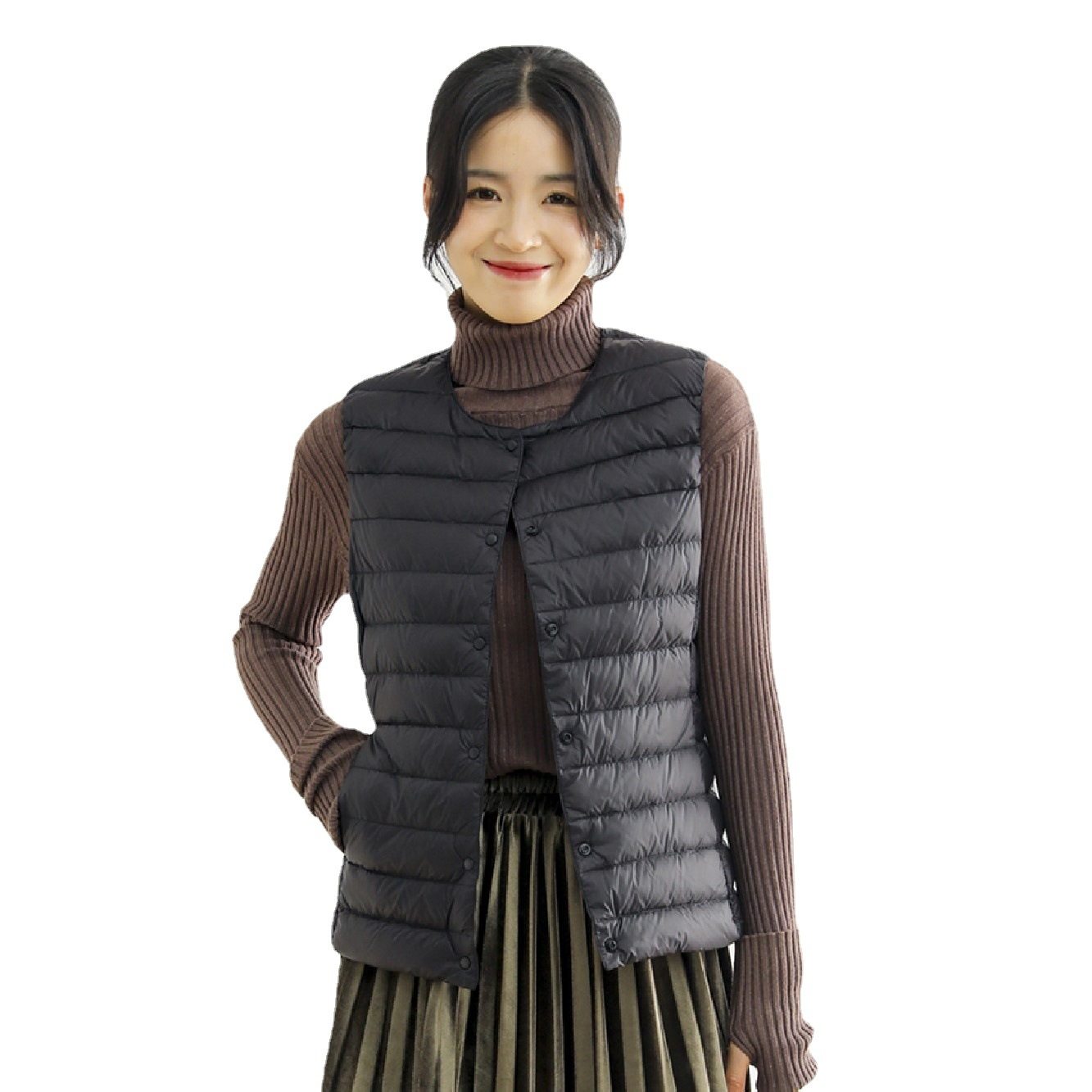 Soft Mushroom Mushroom Main Push Series New GB 90 Velvet Lightweight Down Jacket Women's Inner Tank V-Neck Crewneck Autumn and Winter New Vest