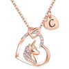 Europe and the United States cross-border hot 26 letters color zircon copper material love pendant children's jewelry unicorn necklace