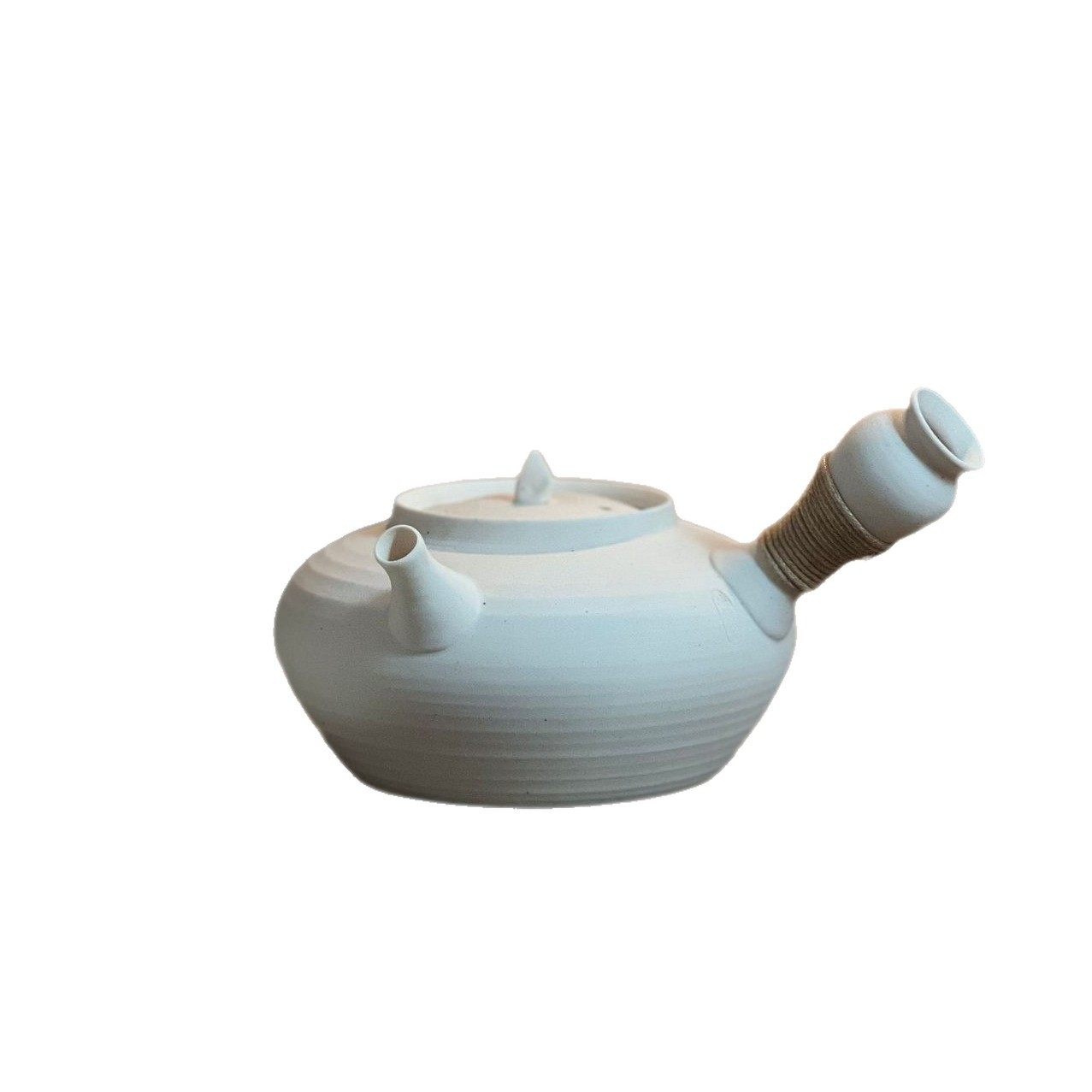 Chaozhou Original White Clay Sand Teapot with Side Handle, Suitable for Boiling Water and Making Tea, Can Be Used on Charcoal Stove or Electric Ceramic Stove, with a Pop-Up Lid