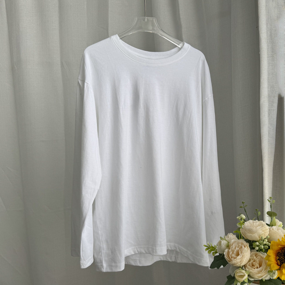 Womens Loose Fit Long Sleeve T Shirt Solid Color Round Neck 100 Cotton Spring Casual Wear Wholesale Available