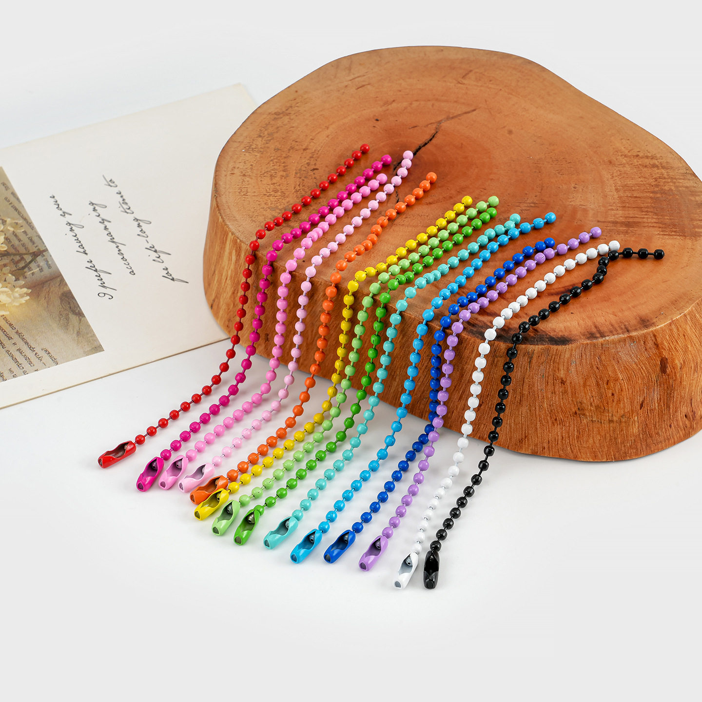 diy饰品配件批发 彩色珠链挂链金属烤漆铁波珠链扣挂件连接吊牌链