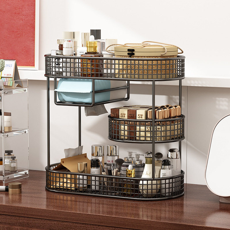 Cosmetic Storage Box Dressing Table Storage Rack Desktop Advanced Sense Toilet Washstand Dust-proof Skin Care Arrangement Cabinet