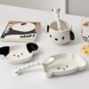 Ins Cute Cartoon Puppy Shape Ceramic Plate Spoon Children's Tableware suit Breakfast Dessert Fruit Plate Plate