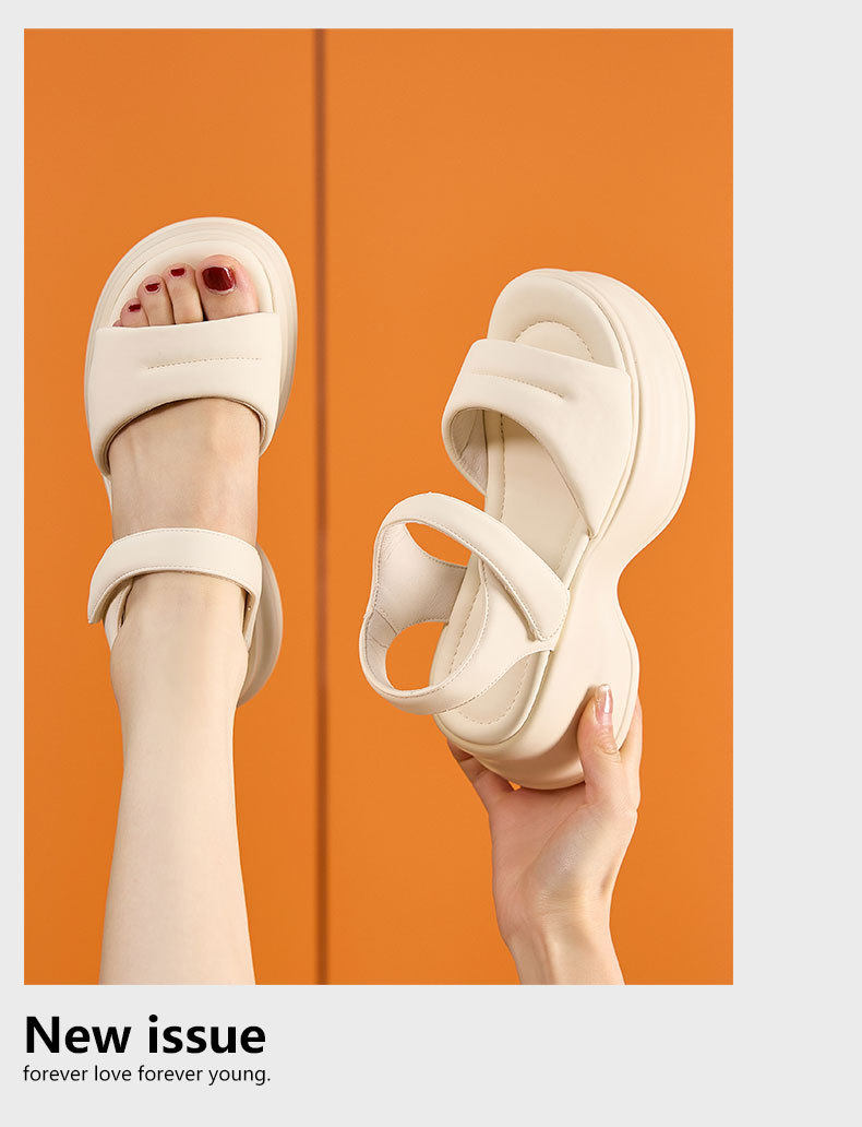 Dép sandal thể thao nữ quai chữ V đế PU êm ái — Len tinh khiết, Đen chi tiết 12