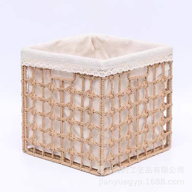 Foldable Hollow Rattan Storage Basket Desktop Sundries Toy Storage Box Household Clothes Storage Box