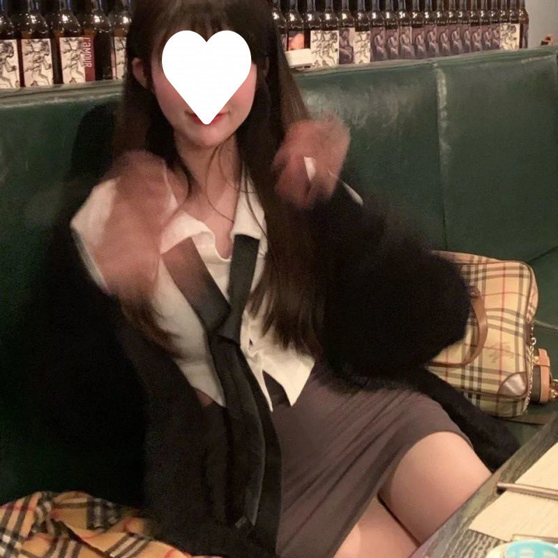 Hip Skirt Women's Autumn One-Step Skirt suit Tight Skirt Pure Desire Spice Girl High Waist Slimming Skirt Two-Piece Set