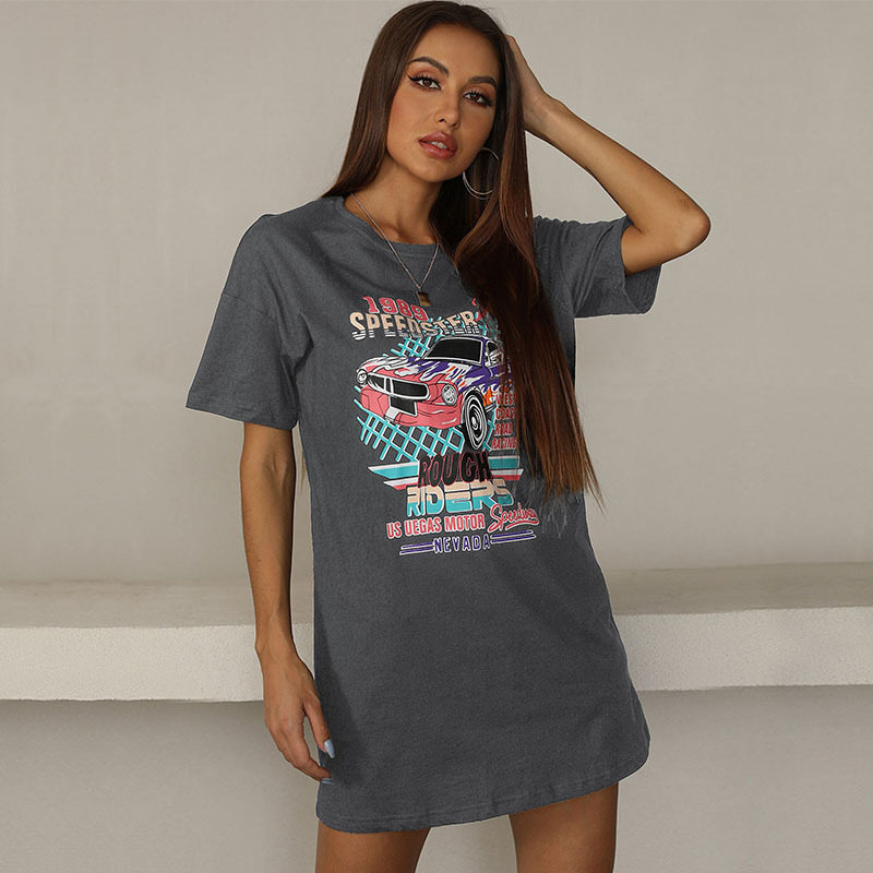 Loose Fit Black Short Sleeve T Shirt Floral Print Round Neck Casual Style Summer Wear for Women Wholesale Available