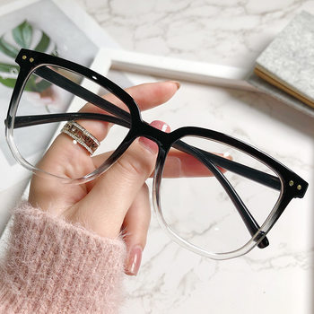 New Anti-Blue Light Glasses Trendy Square Frame Unisex Plain Glasses Korean Style Natural Look Large Frame Glasses 1962