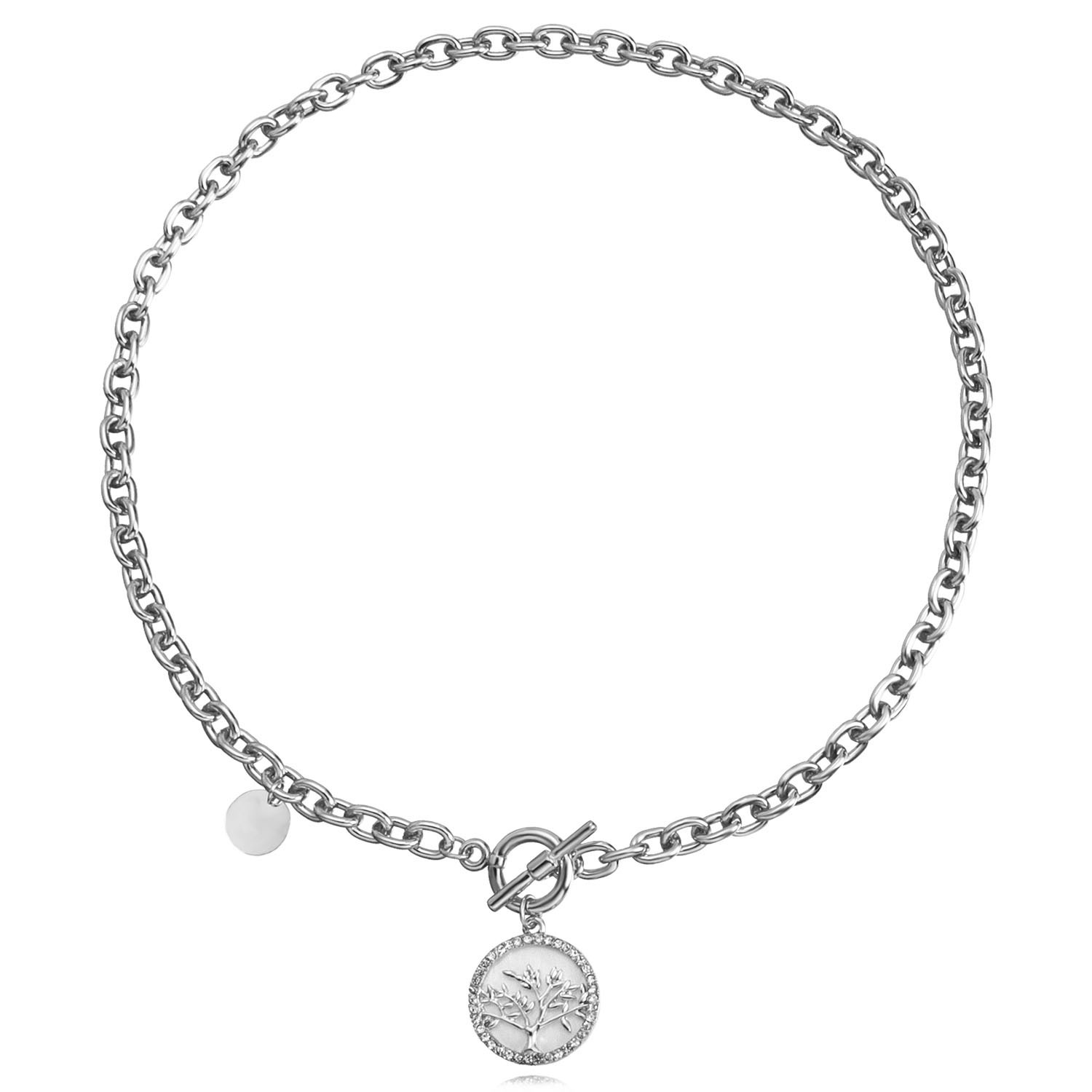 欧美跨境饰品 朋克锁骨链小众设计贝母项链女 潮流合金毛衣链项饰