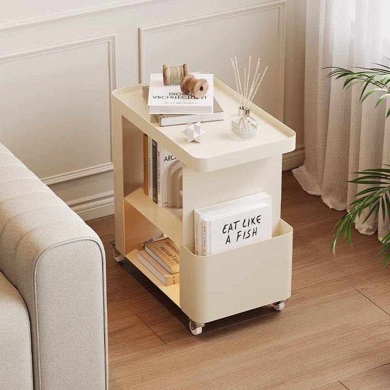Light Luxury Creative Living Room Mobile Trolley Iron Modern Home Sofa Simple Coffee Table Storage Rack Bedside Table