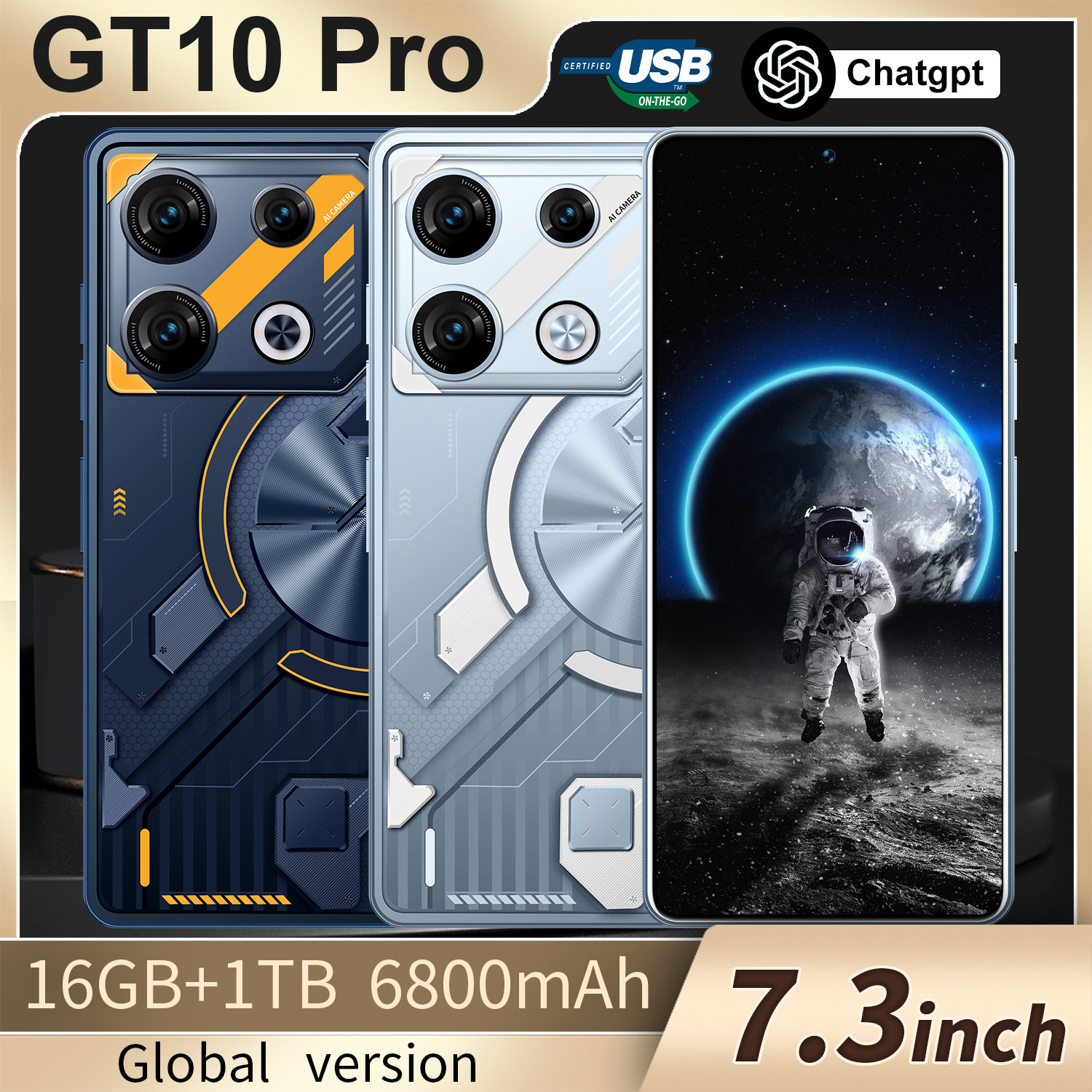 跨境GT10 Pro安卓7.3寸大屏16+1T智能手机源头工厂TK/Temu可代发