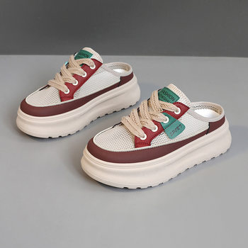 Kt282 New Half-Drag Women's Shoes 2025 Summer Casual Mesh Breathable Slippers Slim Thin Sole Versatile Sneakers