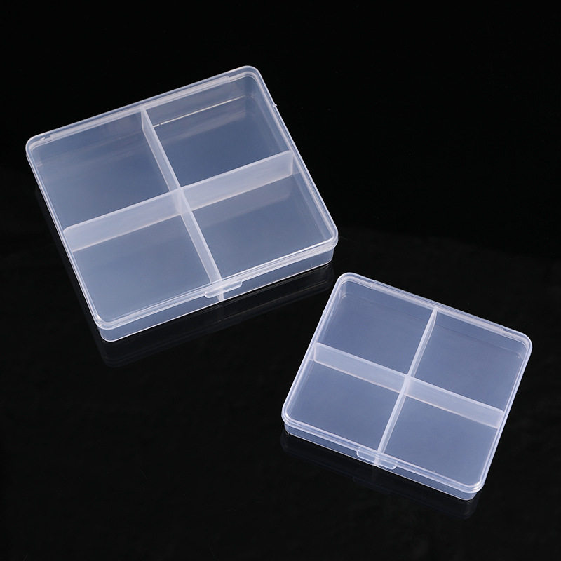 Fixed 4-grid Plastic Transparent Plastic Box Ring Storage Box with Lid Fishing Gear Manicure Box Jewelry Accessories Packaging Box