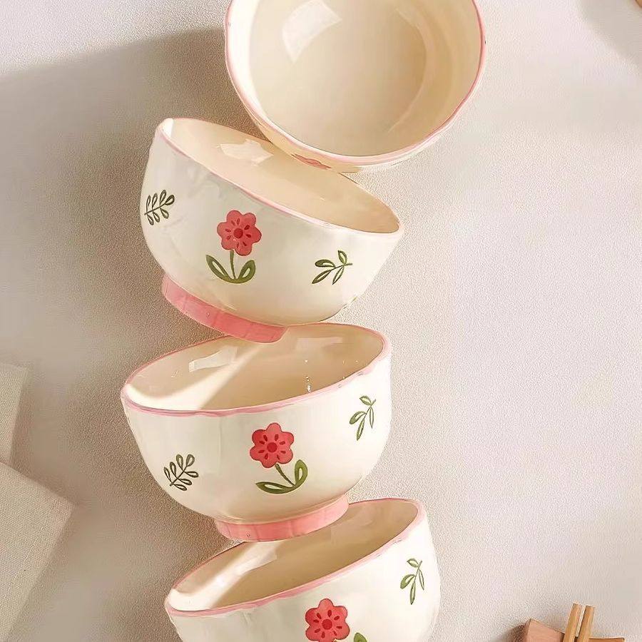 New Style Ceramic Plate Fresh Dish Plate Deep Dish Household suit New Underglaze Color Ins High Color Value Good-looking Dish