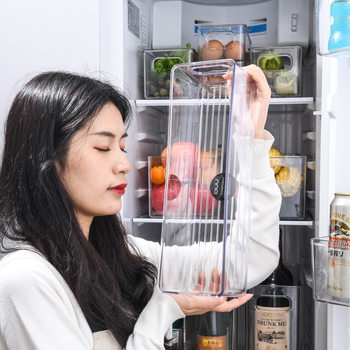 Factory wholesale refrigerator storage box transparent kitchen fruit and vegetable finishing box portable stackable storage box