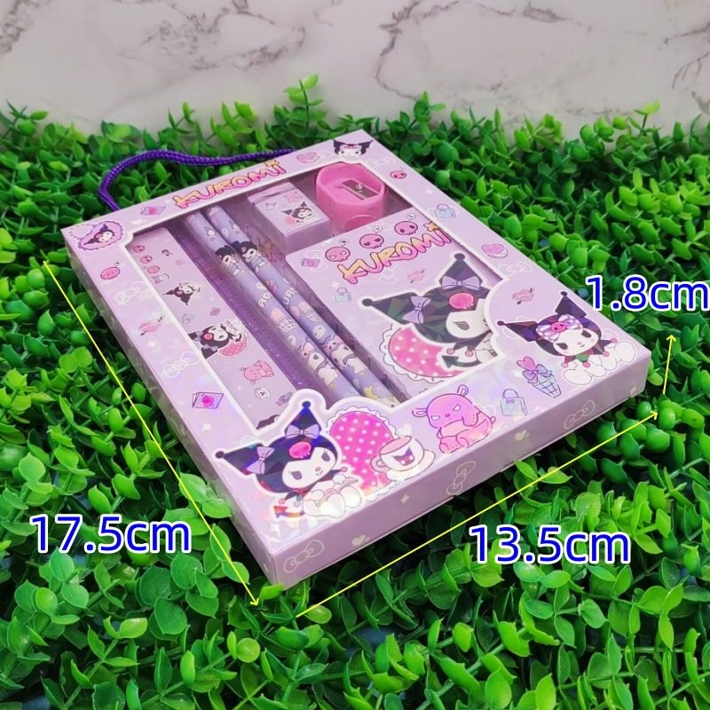 Cartoon Stationery Set, High-Looking Kuromi Pencil Stationery Box, Gift Box, Student Learning Stationery, Children's Day Gift