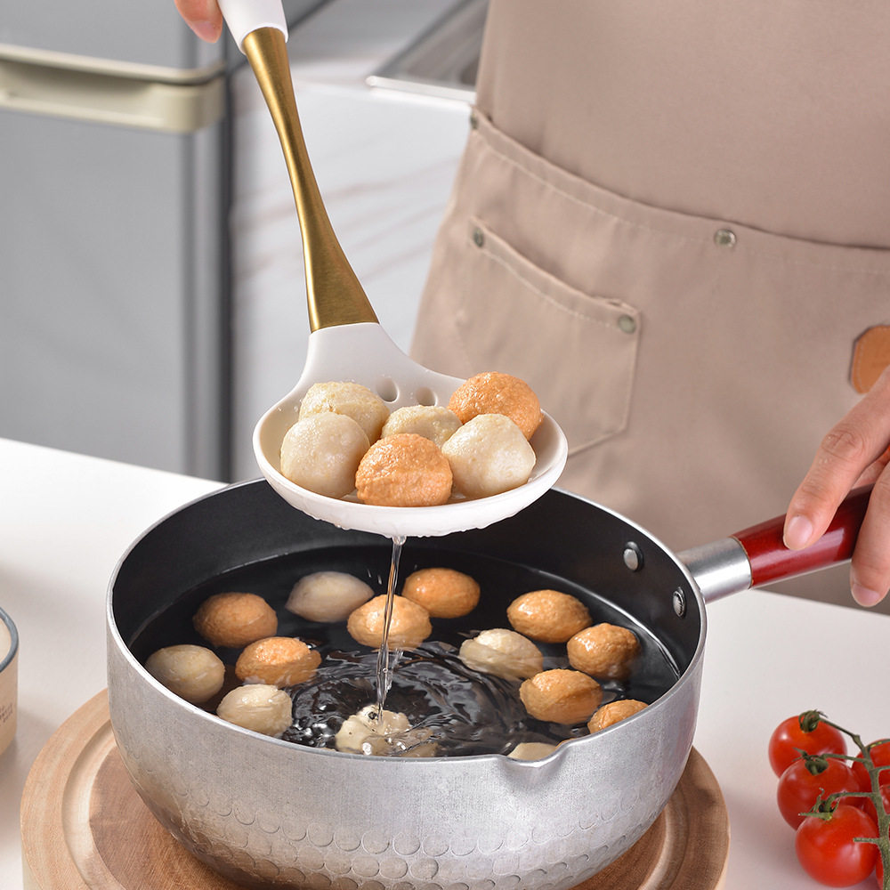 Cross-Border gold-plated handle silicone kitchenware 304 stainless steel silicone kitchenware 8-piece kitchen cooking spatula tool