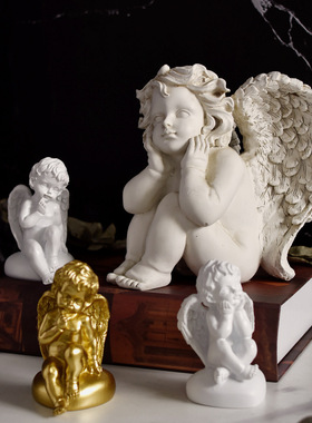 北欧创意天使女孩雕塑摆设家居客厅书柜装饰工艺品树脂雕像摆件