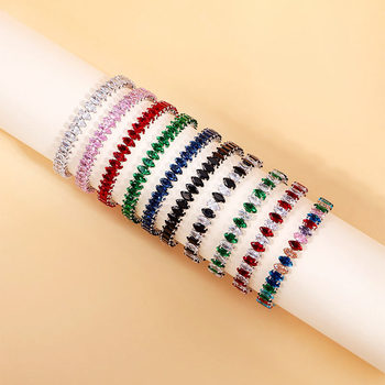 European and American Cross-border Open Diamond Bracelet Women's Amazon wish European and American Fashion Light Luxury Niche Colorful Zircon Bracelet