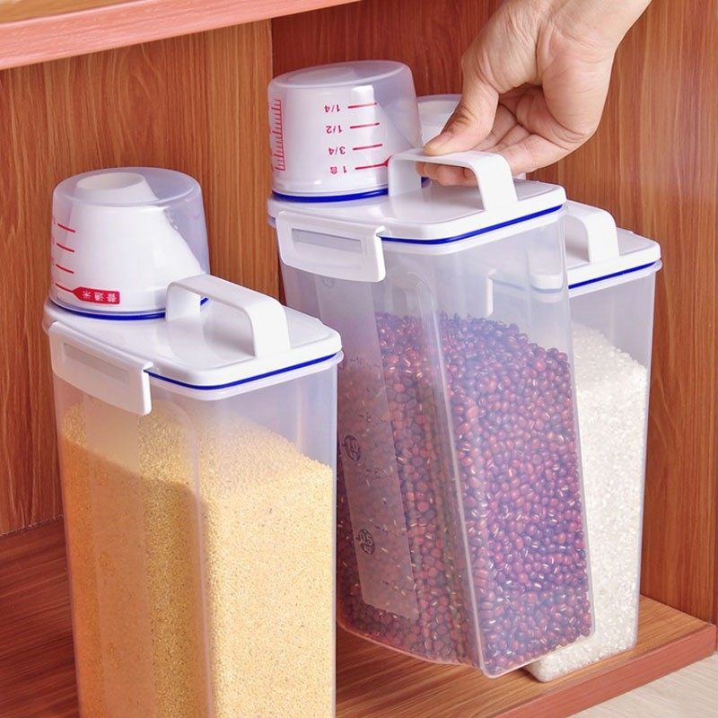 Japanese Rice Bucket Rice Storage Box 2kg Grain Storage Box Plastic Sealed Jar Kitchen Moisture-Proof and Insect-Proof