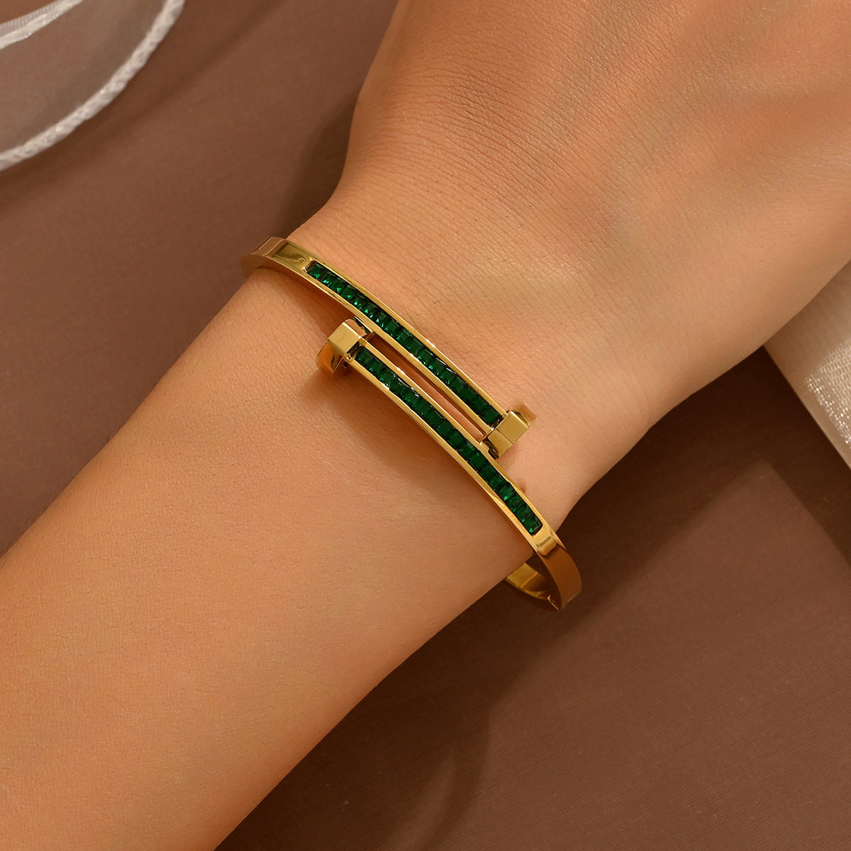 欧美热卖时尚不锈钢金色手镯不易褪色18K不锈钢首饰gold bangles