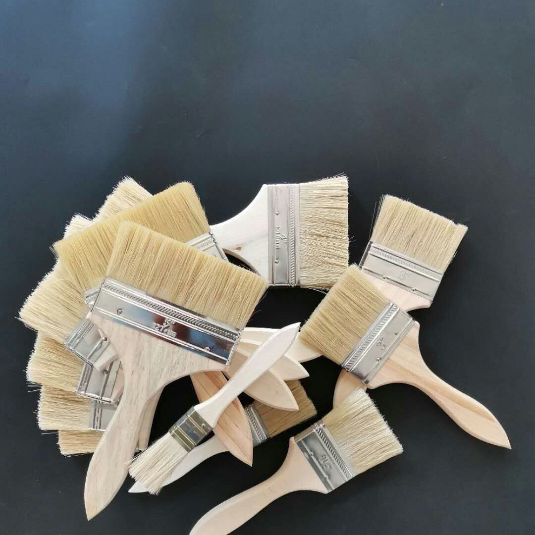 Wholesale Pig Brush Thickened Paint Brush Marine Roller Brush Industrial Wooden Handle Brush Barbecue Brush Ordinary Brown Brush