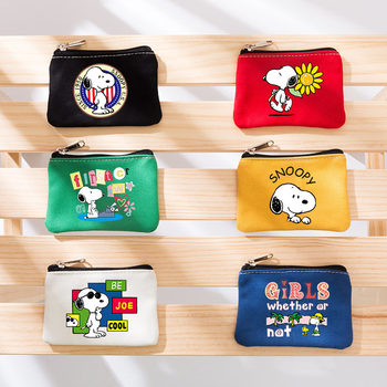 Anime Snoopy Coin Purse Canvas Bag Card Holder Casual Fabric Coin Small Bag Cartoon Cotton Storage Bag