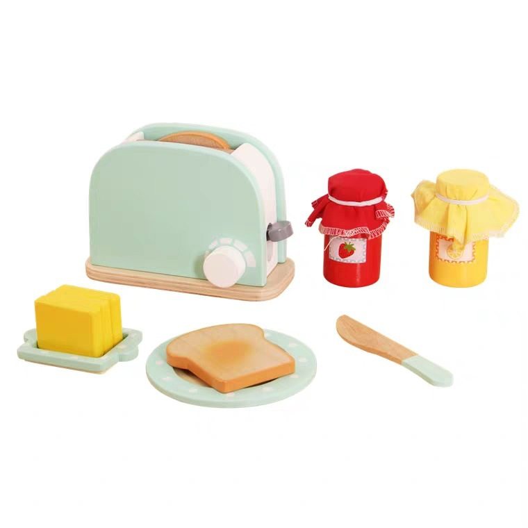Children's wooden simulation kitchen play house chicele toy set boys and girls oven toaster waffles