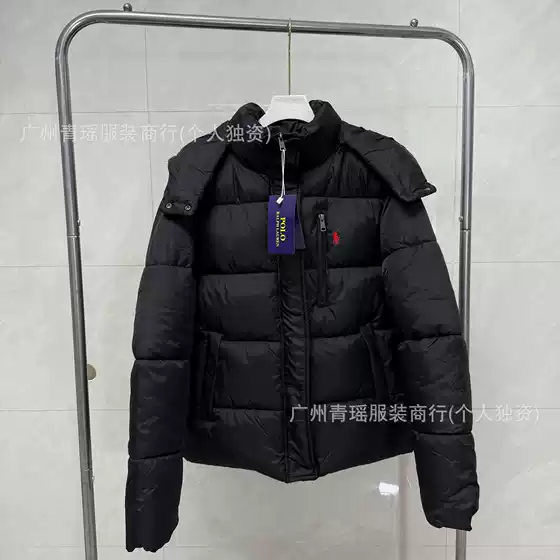 Foreign Trade Cross-Border European and American Rl Polo Ralph Lauren Embroidered New Women's Thickened Warm Cotton Jacket with Hood