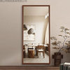 Retro Wooden Full-Length Mirror Floor-To-Ceiling Mirror Non-Deformable Household Removable Fitting Mirror Vertical Dressing Mirror Ins Style
