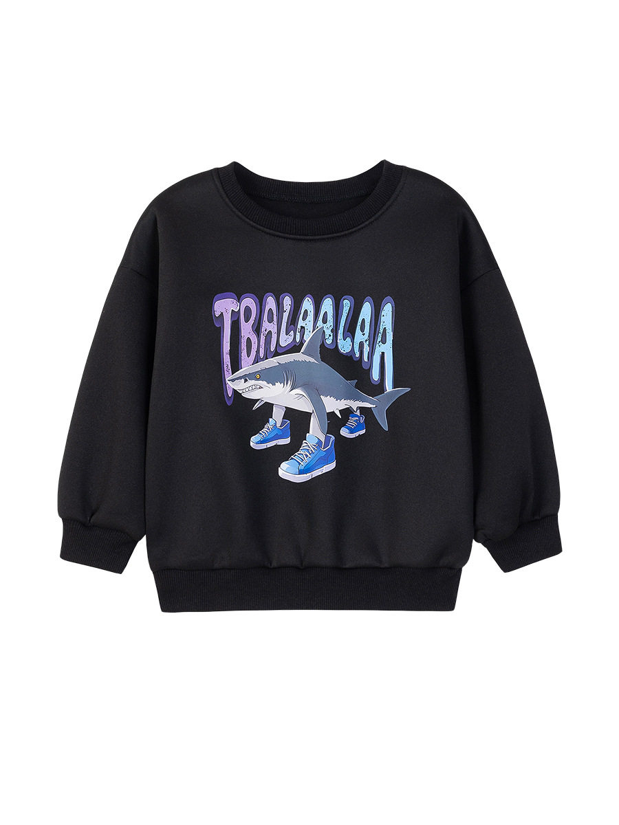 Boys' Cartoon Fleece-Lined Hoodie, Autumn Kids' Top, Baby Casual Wear