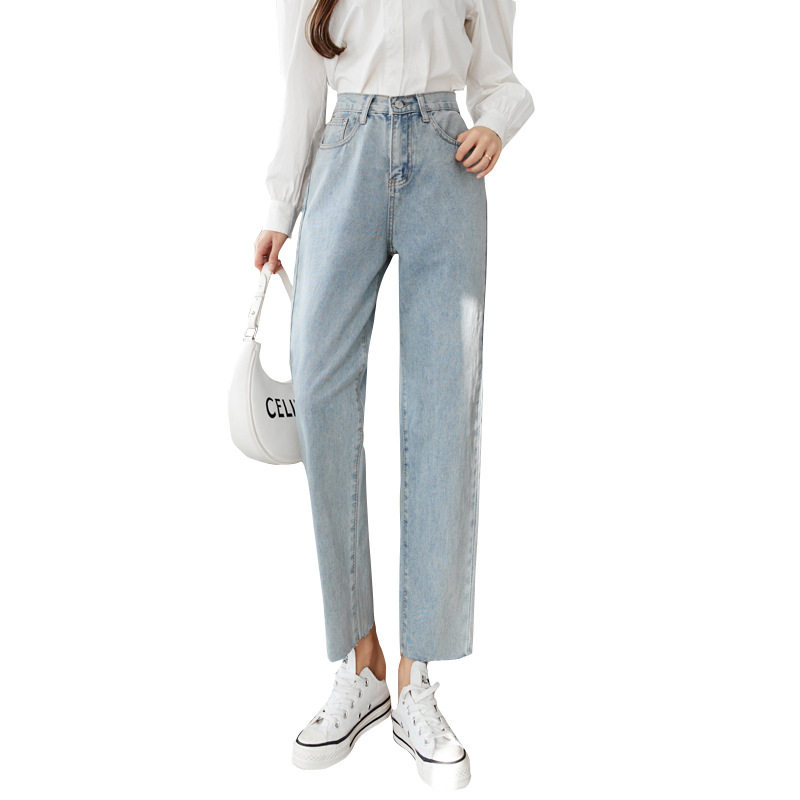 Womens High Waisted Loose Fit Straight Leg Jeans Spring Korean Style Slimming Casual Harem Pants Wholesale Available