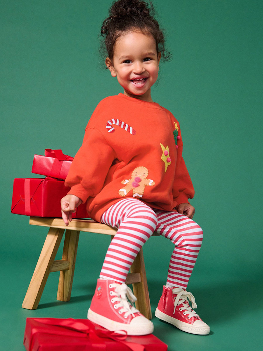 Source Factory Autumn Girls' Set, Kids' 2-piece Outfit, Cartoon Striped Kids' Set