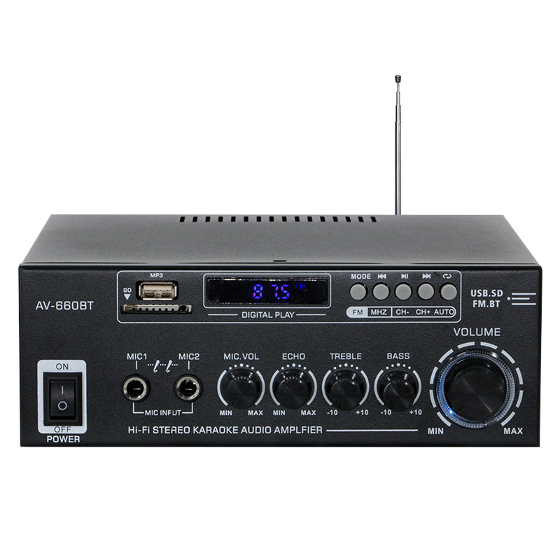 Av-660Bt High-Power Version 180W Two-Channel Home Car Audio Wide Voltage Version Bluetooth Amplifier