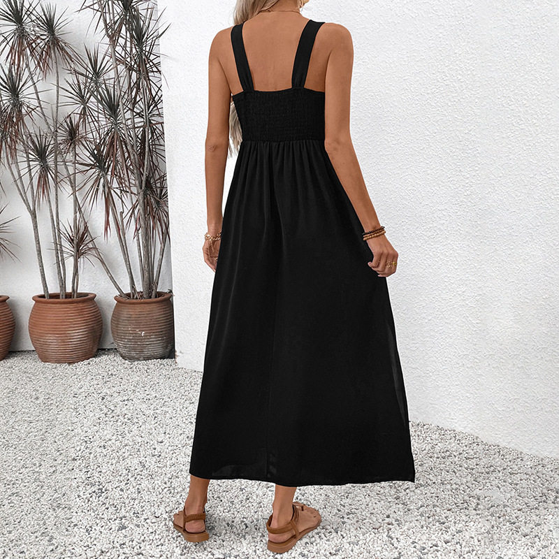 Summer Vacation Maxi Dress Colorful Ethnic Embroidery Sleeveless Lightweight Fabric Wholesale Available
