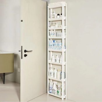Bathroom Door Rear Ultra-thin Storage Cabinet Bathroom Door Rear Storage Rack Household Kitchen Gap Multi-layer Narrow Side Cabinet Increased Height