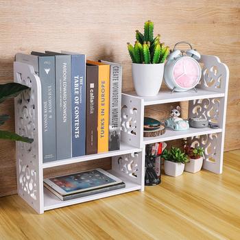 Desktop Storage Rack Retractable Installation-Free Storage PVC Wood Plastic Board Office Simple Cosmetic Organize Bookshelf