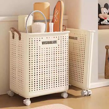 Fitness Equipment Folding Plastic Storage Basket Storage Rack Yoga Mat Storage Basket with Pulley Household Large Capacity