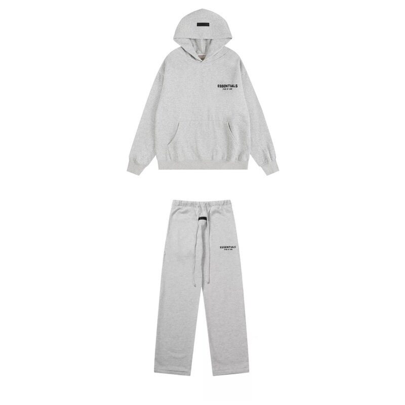 新款FEAR OF GOD ESSENTIALS植绒字母男女休闲宽松加绒连帽卫衣潮